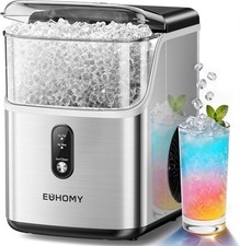 EUHOMY IM013-NSI-USEH Nugget Ice Maker Countertop, Stainless Steel, Fast