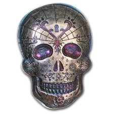 10 oz Hand Poured Silver Skull - Day of the Dead: Heart 73.53 per troy oz