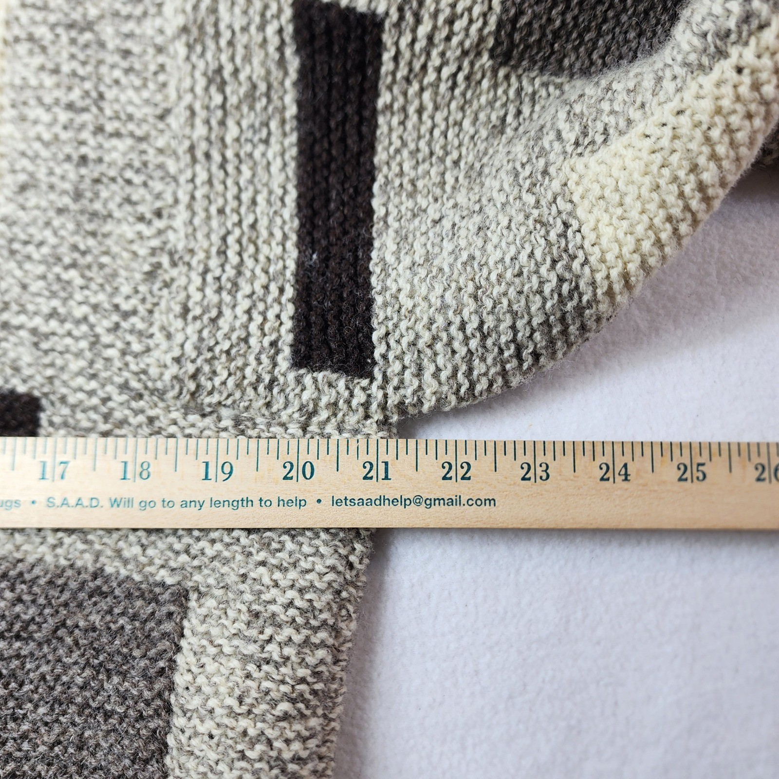 Handmade 100% Natural Wool Patchwork Geometric Sw… - image 7