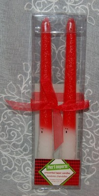 New in Box Pier 1 Imports Unscented Red and White Taper Candles with Face