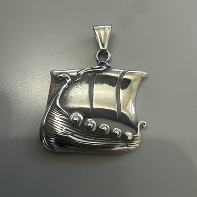 #ad Viking Ship Boat Yacht Pendant Stainless Steel 24 Inch Chain Gothic European $14.95