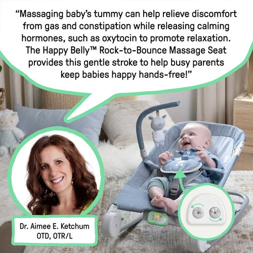 Ingenuity Happy Belly Rock-to-Bounce Massage Seat - Chambray - Picture 5 of 12