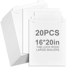 20 Pack 16x20 in Tab Lock Rigid Mailers Extra Large Sturdy Keep Flat Mailers ...