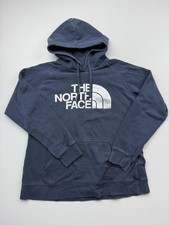 The North Face Hoodie Womens Large Blue Fleece Pullover Logo Kangaroo Pocket