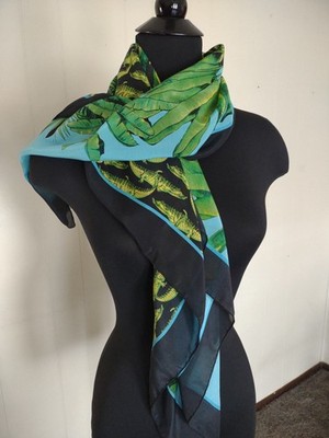 VERSACE for H&M Blue Silk Scarf Palm Tree NEW NWOT