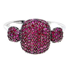 925 Sterling Silver Ring Ruby Myanmar Round Diamond Cut Gemstone Jewelry Size 7