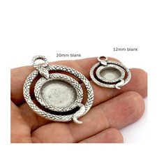 Snake Charms, Blank Bezel Pendant Resin Casting Blanks Pendants,Silver 5619