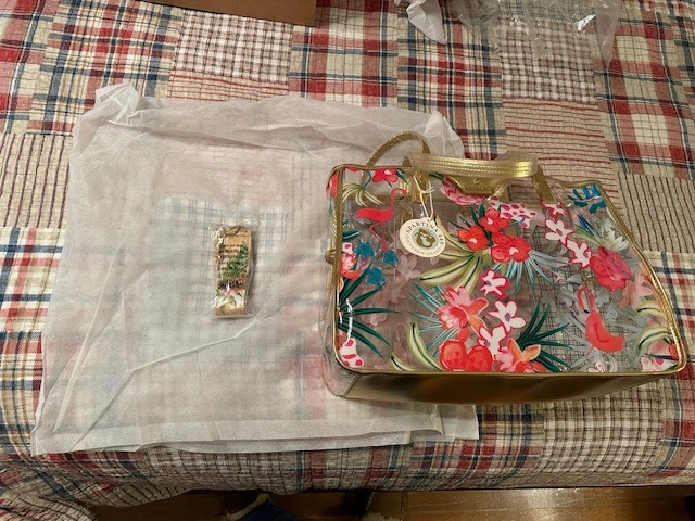 Spartina 449 Large Retreat Clear Beach Tote Flamingo Floral NWT