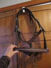 BLVR New 5 way adjust Silver studded Leather Show Horse Halter & Lead w/ Brass