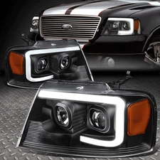 [3D LED DRL]FOR 04-08 FORD F-150/MARK LT PROJECTOR HEADLIGHT LAMPS BLACK/AMBER