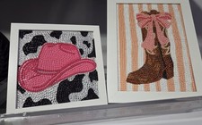 Adorable Diamond Art Cow Girl Boot and Hat Sealed New