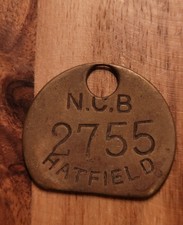 HATFIELD Colliery Pit Check Tally marked HATFIELD 2755 Coal Mining Membrobilia