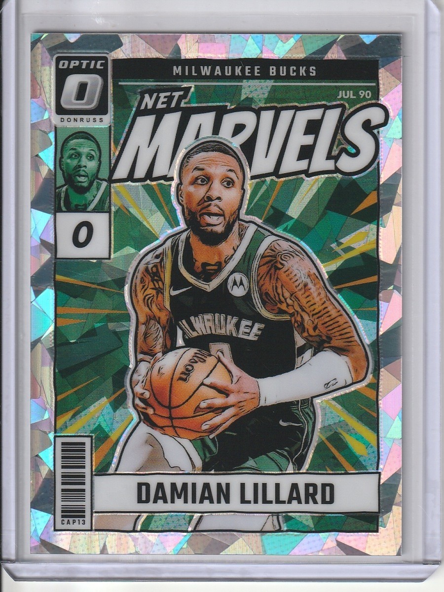 2024-25 Panini Donruss Optic Damian Lillard Net Marvels /25 Cracked Ice Prizm