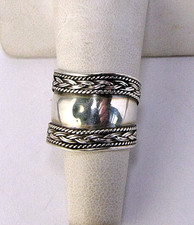 Vintage Ring Wide Sterling Silver Curvy Decorated Size 6 Band 925 -3403t