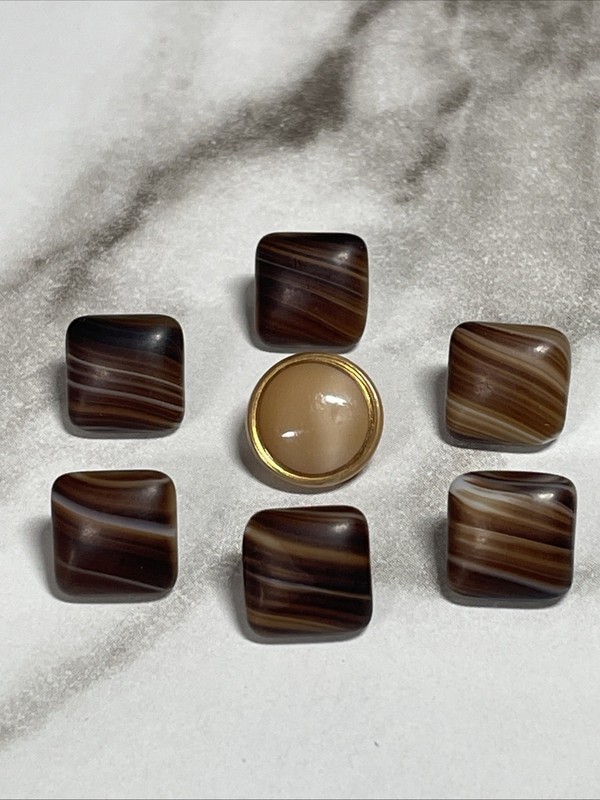 Vintage Small Brown Czech Glass Buttons Lot Bcd-41