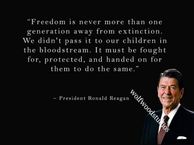 FAMOUS PRESIDENT QUOTE REAGAN ''FREEDOM IS ALWAYS CLOSE TO FAIL'' DIGITAL IMAGE