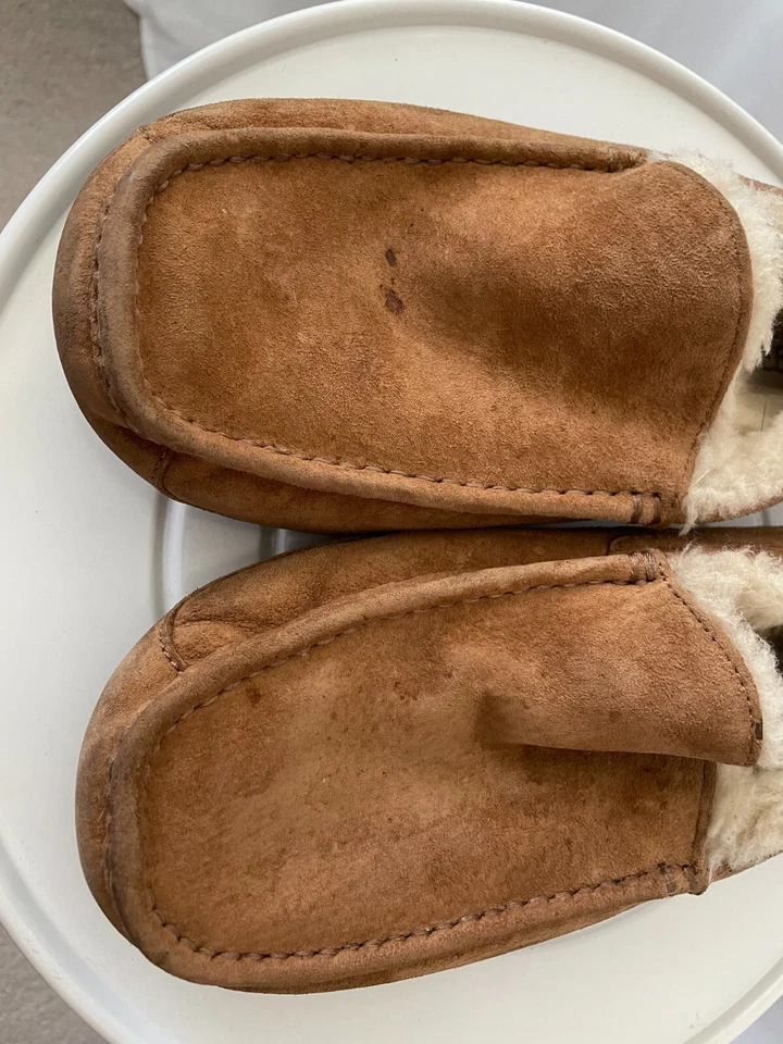 Ugg Mens Desert Brown Slip On Winter Ascot Suede Moccasin Slipper Size 12 - Image 4 of 4
