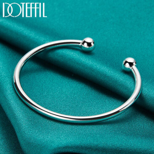 Brazalete de cuentas lisas lisas suaves de plata esterlina 925 DOTEFFIL joyería de fiesta - Imagen 3 de 6