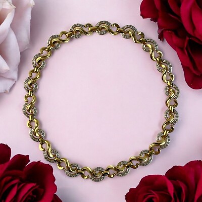 Vintage 1940s Mazer Bros Gold Silver Tone Rhinestone Ribbon