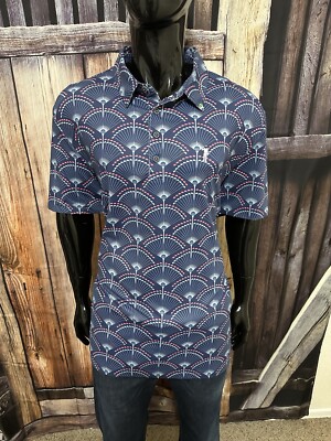 William Murray Golf SS Dark Blue Gray Pink Polo Shirt Size XXL “Clubs” 