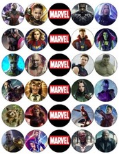 Marvel Mixed Characters Edible Cupcake Toppers Edible Wafer Paper  x 30