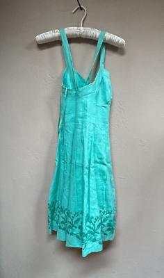 Milly Women Vintage A-Line Dress Bustier Pleated Embroidered Floral Green  Size 4 | eBay