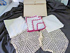 A+ Vintage Lot 3 Hankies + 2 Doilies Handmade Fancy Handmade Crochet Lace