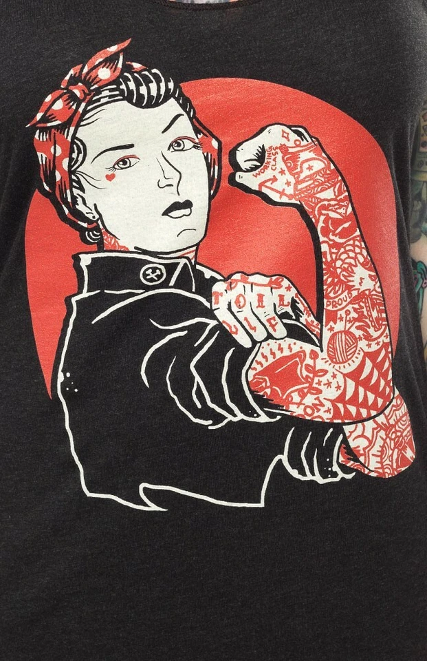 Black Market Art We Can Do It Black Sweatshirt Rosie Riveter S-M-L-XL-2XL NWT - Image 2 of 4