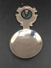 VINTAGE MILK THISTLE TEAPOT TEA BAG CADDY HOLDER SPOON E.P.O.B MADE IN ENGLAND
