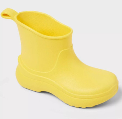 Toddler Unisex Eli Rain Boots Yellow Waterproof Pull On Tab Cat & Jack New