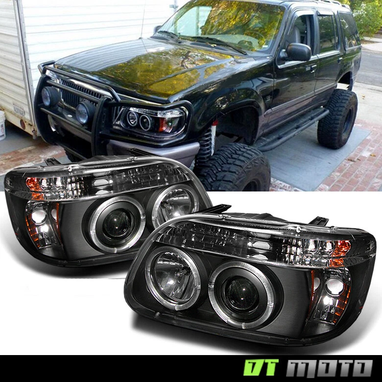 Черные фары прожектора 95-01 Explorer Halo со встроенным бампером 1995-2001 - Изображение 2 из 4