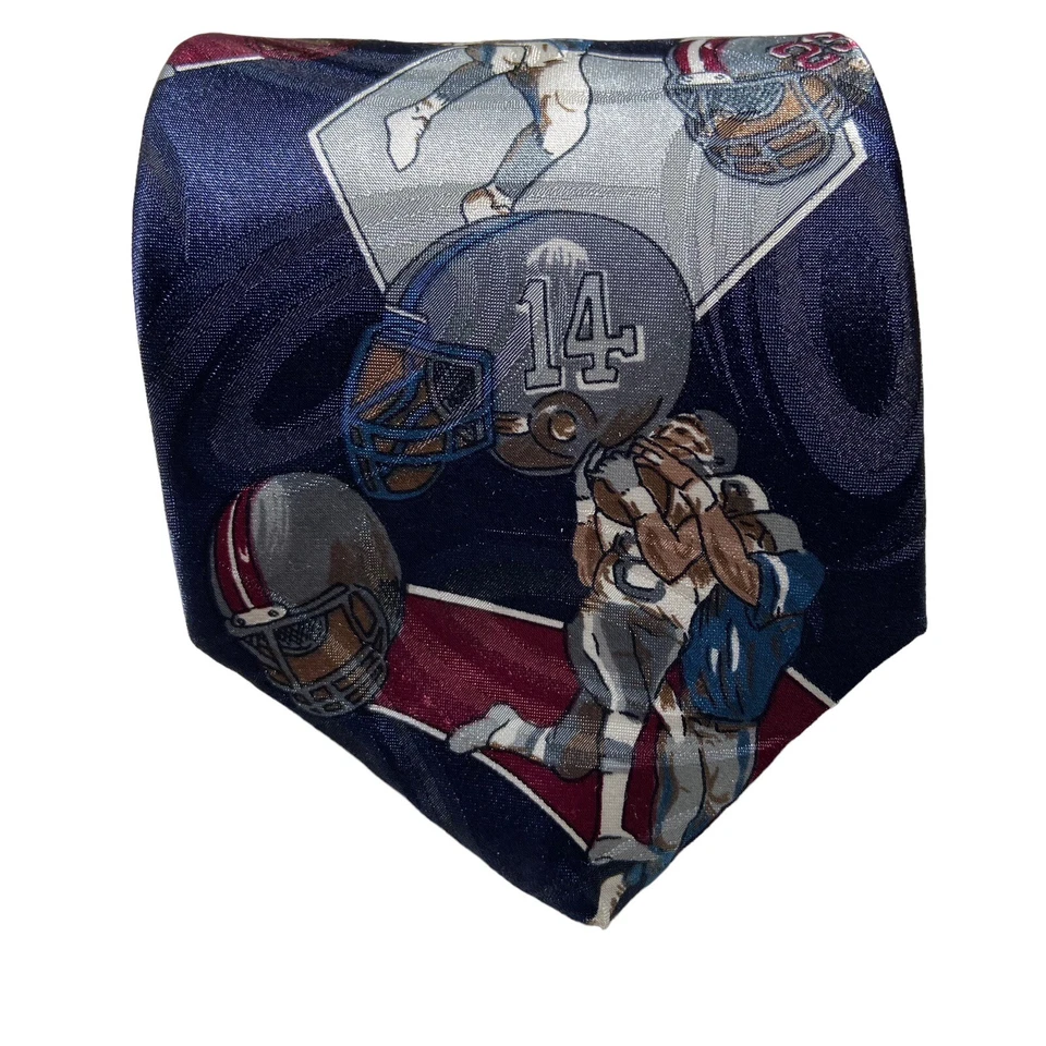 Corbata para hombre 100 % polietileno de lujo JUGADORES DE FÚTBOL DEPORTES azul marino/gris/borgoña Foto 4 de 4