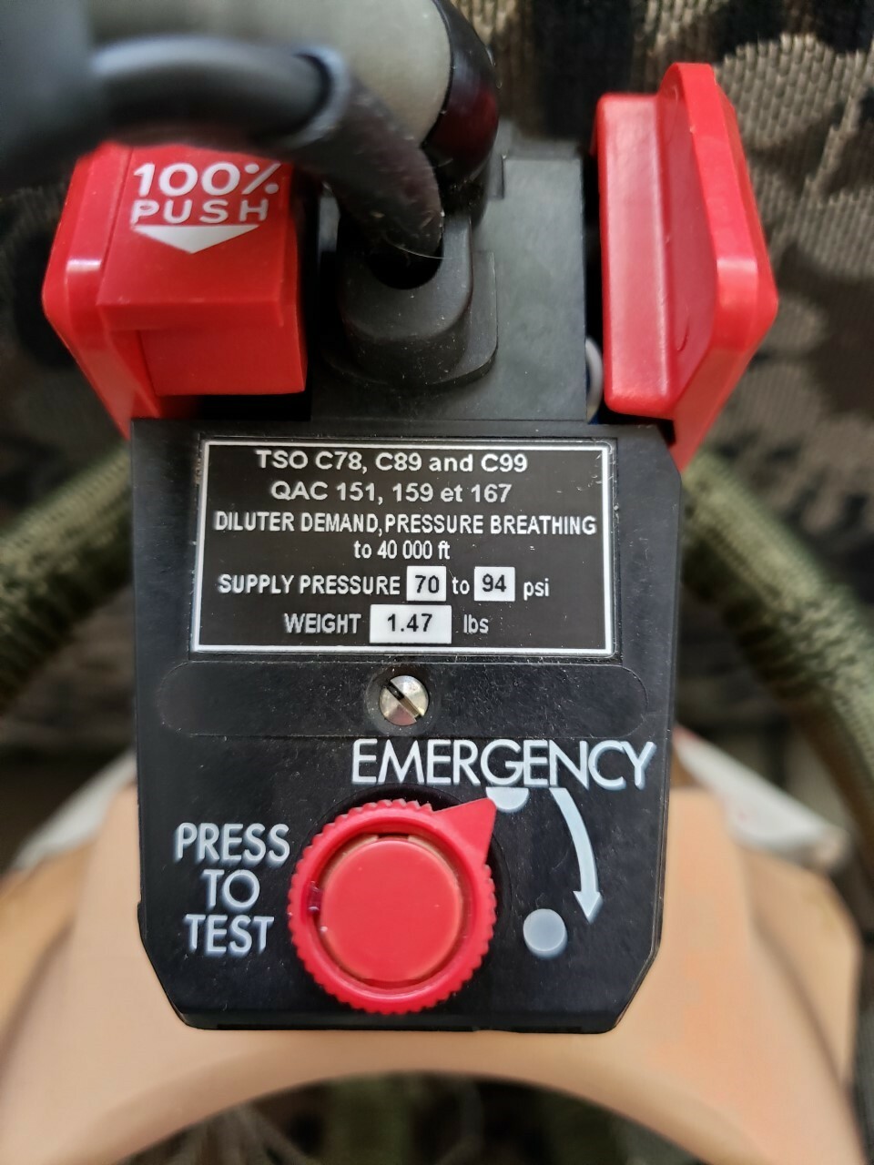 Aviation Full Face Quick Donning Oxygen Mask Regulator Part Number MF100801 eBay