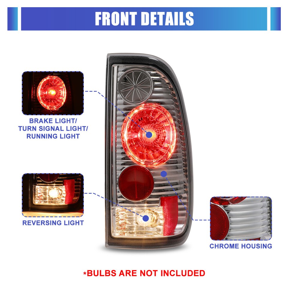 AKKON - For 97-03 Ford F150 F-150 Pickup Truck Styleside Model Smoke Smoked LED Tail Lights Brake Lamps Pair, Tail Light Assemblies - Canada