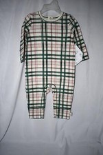 Burt's Bees Baby Long Sleeve Plaid Coverall in Zucchini Size: 3-6 MOS LY29847
