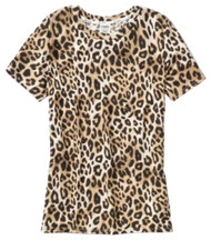 VICTORIAS SECRET PINK PERFECT CREW NECK SHORT SLEEVE T SHIRT LEOPARD CHEETAH XS