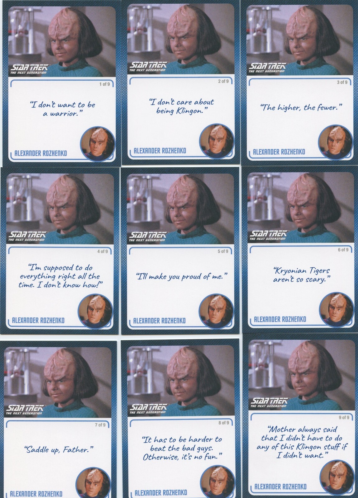 Star Trek The Next Generation A&I card #16 Alexander Rozhenko ALL 9 Variations 