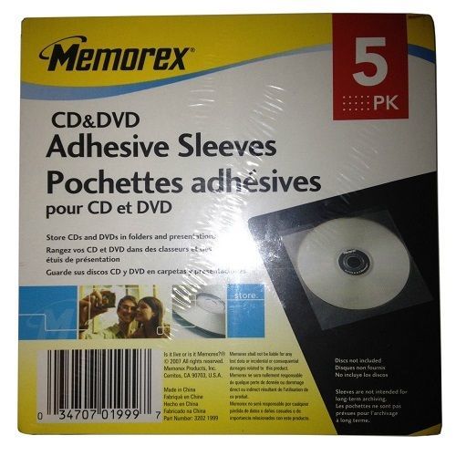 Memorex CD & DVD Adhesive Sleeves 30 Pack - Afbeelding 3 van 3