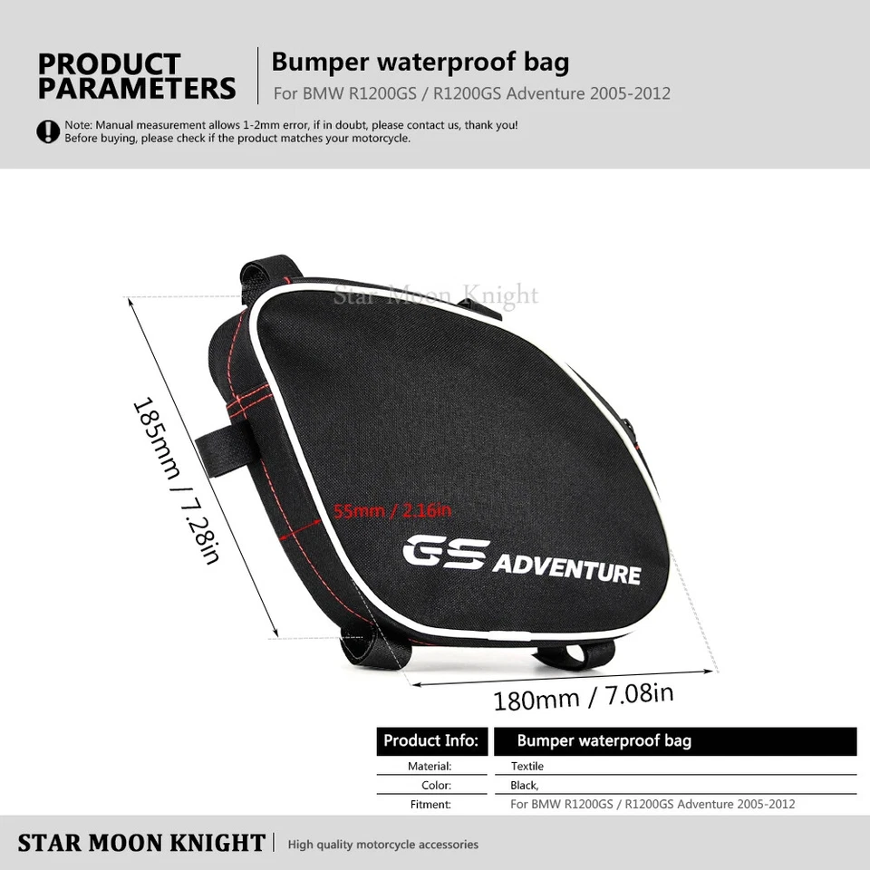 Bolsa impermeable para barras de choque de marco para BMW R1200GS Adventure R 1200 GS 2005-2012 Foto 2 de 4
