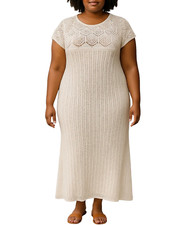 MIX Dress Size XL Crochet White Midi Lined Party Work Travel Cruise