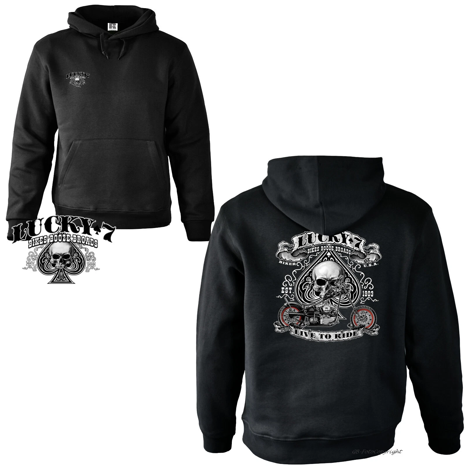 SACAI Felpa chopper biker USA motivo moto felpa con cappuccio rocker teschio *4240 x