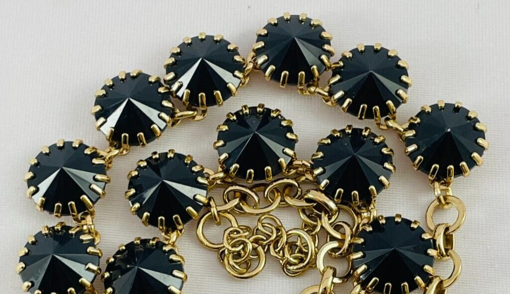 JCREW Midnight Blue Rivoli Venus Fly Trap Gold Tone Necklace View 6