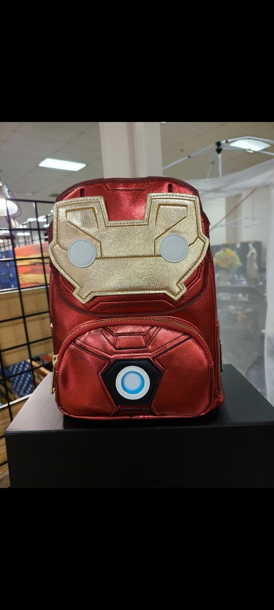 Iron man Loungefly pop disney marvel mini backpack tony stark brand new Loungefly by Marvel Iron Man Light Up Mini Backpack  main image 3