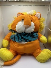 Vintage PUFFALUMP Fisher Price Lion Plush Orange Hawaii Shirt Stuffed Animal 80s