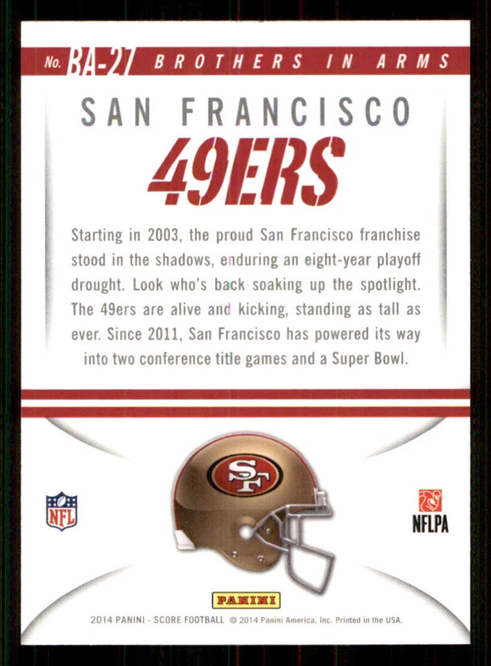 2014 Score Brothers In Arms Blue #BA27 San Francisco 49ers/Colin Kaepernick - Image 2 of 2