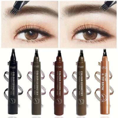 Smooth 4 Split Head Long Lasting Liquid Eyebrow Pen, Wild Natural Eyebrow, Water