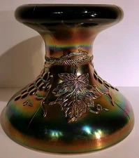 Antique Northwood Electric Amethyst Carnival Glass Punch Bowl Base Grape  Cable 