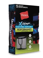 Hanes Boys Underwear X-Temp Cotton-Stretch Boxer Briefs No Ride 5-Pack Small NEW