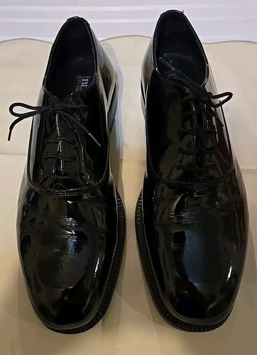 Stanley Blacker Couture Black Patent Leather Shoes Men's Size 9W