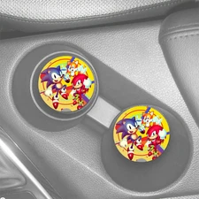 SONIC MANIA CUSTOM SANDSTONE CAR COASTERS ABSORBENT SET (2) DESIGN1